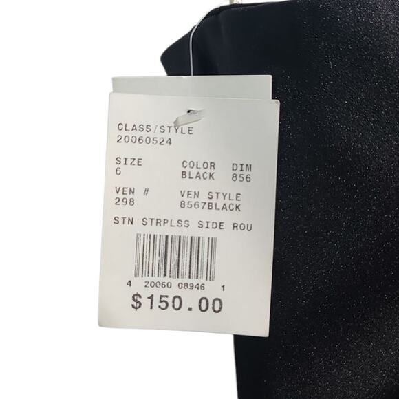 David's Bridal 8567 Satin Formal Dress Black Size 6 NWT - Picture 6 of 6